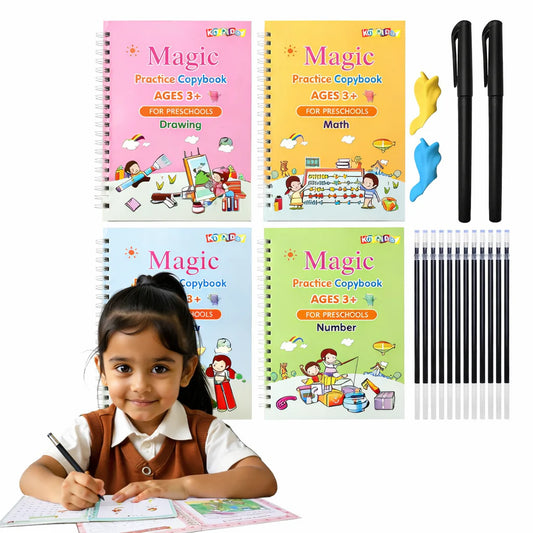 4-in-1 Reusable Kids Practice Book Set