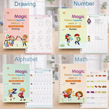 4-in-1 Reusable Kids Practice Book Set