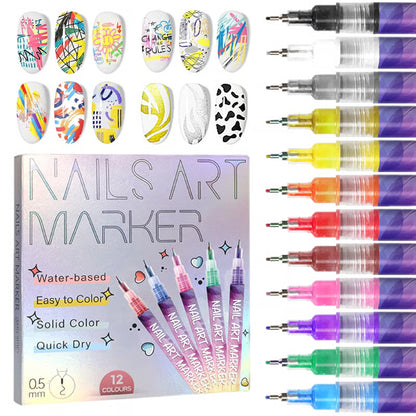Nail Art Pens Set of 12 Colours - 50% Off Today🔥