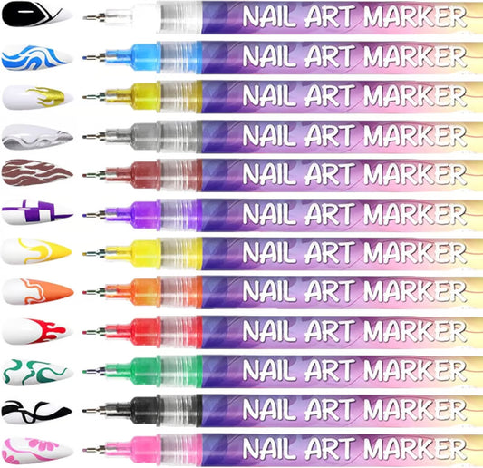 Nail Art Pens Set of 12 Colours - 50% Off Today🔥