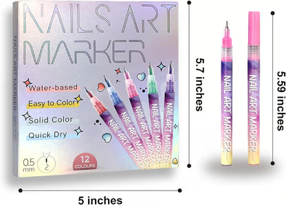 Nail Art Pens Set of 12 Colours - 50% Off Today🔥